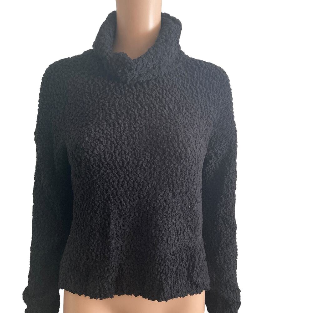 Bobeau Sweater Womens XS Black Turtleneck Popcorn Knit